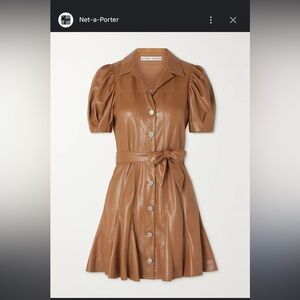 ALICE + OLIVIA Ofra pleated belted vegan leather mini dress